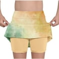 thumbnail image 2 of QATAINLAV Girls Tie Dye Tennis Skirts with Shorts Casual Elastic High Waisted Yoga Workout Skorts Yellow 3-4Years Ropa de Verano Para Mujer, 2 of 7