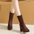 thumbnail image 7 of LOVZFMLL Boots for Women Mid Calf Chelsea Boots Pointy Toe Slip Resistant Mid Block Heel Suede Fall Winter Fashion Shoes, 7 of 7