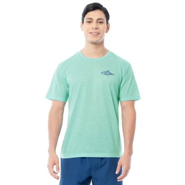 Fish N Vibe Men's Short Sleeve Fishing Performance Outdoor Graphic T-Shirt, Aqua Haze, M