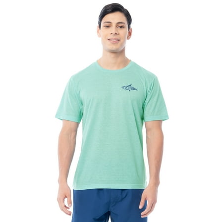 Fish N Vibe Men's Short Sleeve Fishing Performance Outdoor Graphic T-Shirt, Aqua Haze, M