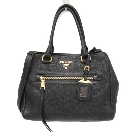 Pre-Owned Prada VITELLO PHENIX 1BG044 Women's Leather Handbag,Shoulder Bag Black