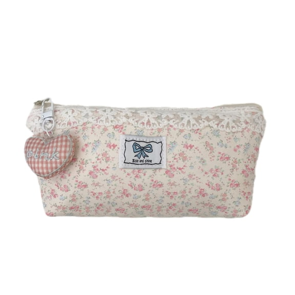 Pen Bag Lace Floral Pencil Organizers Large Capacity Pencil Case For Erasers Markers Scissors Storage