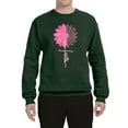 thumbnail image 2 of Wild Bobby, Faith Pink Ribbon Sunflower, Breast Cancer Awareness, Unisex Crewneck Graphic Sweatshirt, Forest Green, Medium, 2 of 5