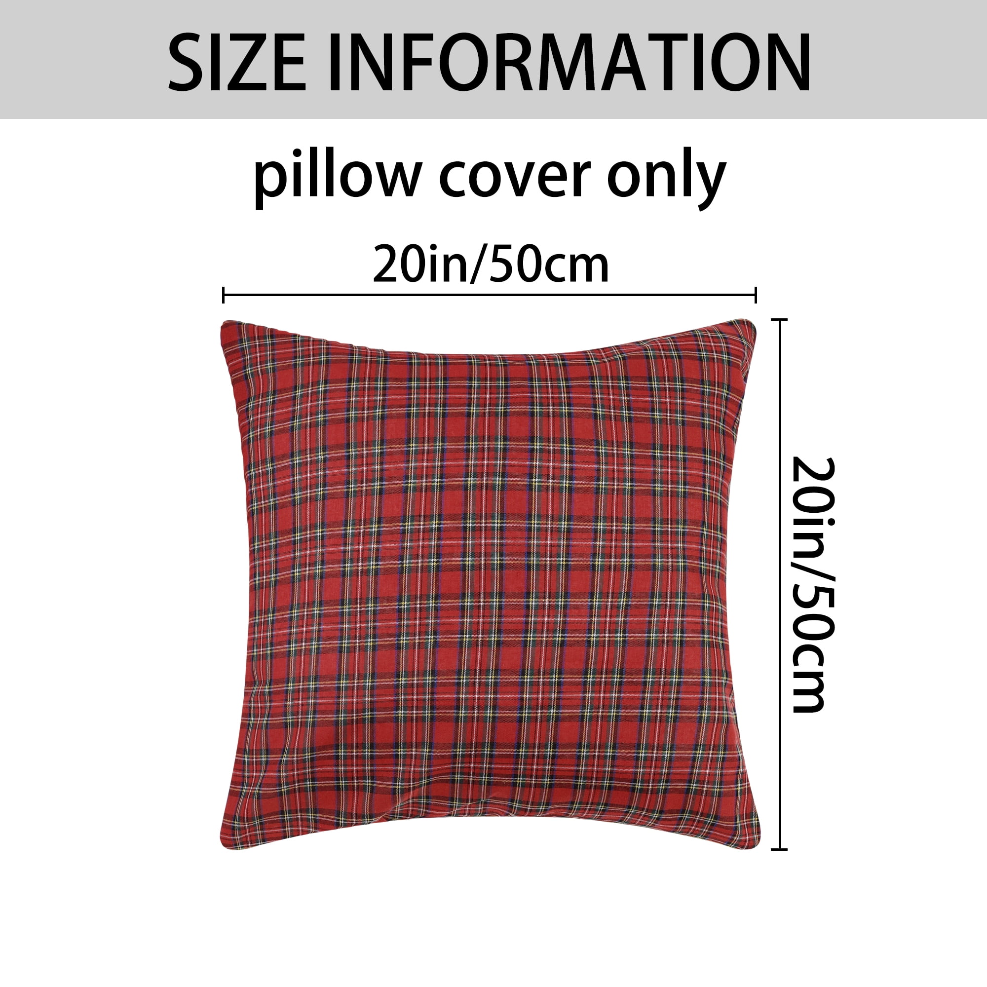 Unique Bargains 4 Pcs Plaid Throw Pillow Covers Fine Grid Red 20 x 20 Inch