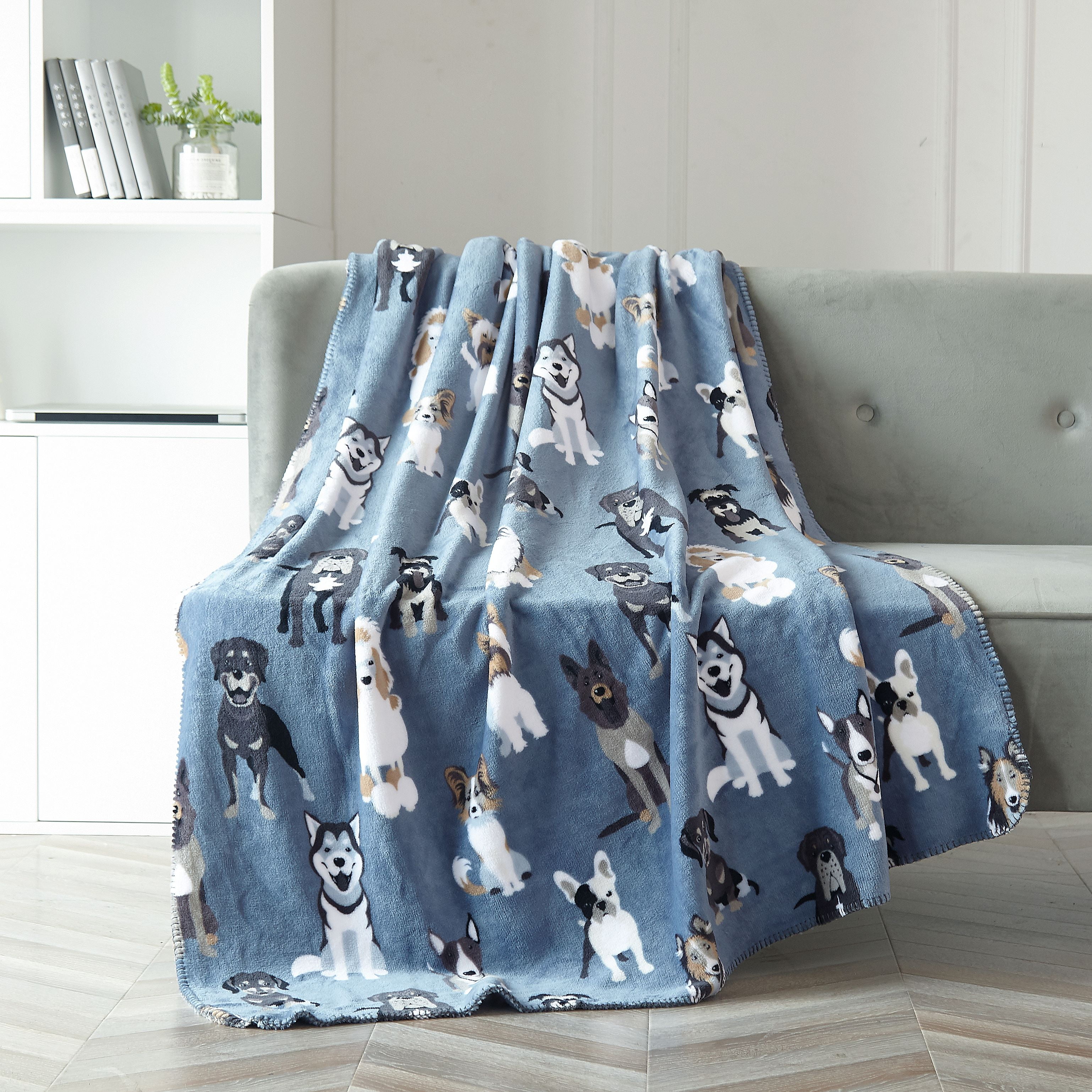 Mainstays Super Soft Plush Throw Blanket, 50" x 60", Blue Dog