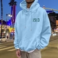 thumbnail image 4 of sususu Mens Black Hoodie 5Xl Letter Print Hooded Sweatshirt Casual Pullover With Front Pocket Comfortable Streetwear For Daily Wear,Light Blue,M, 4 of 6
