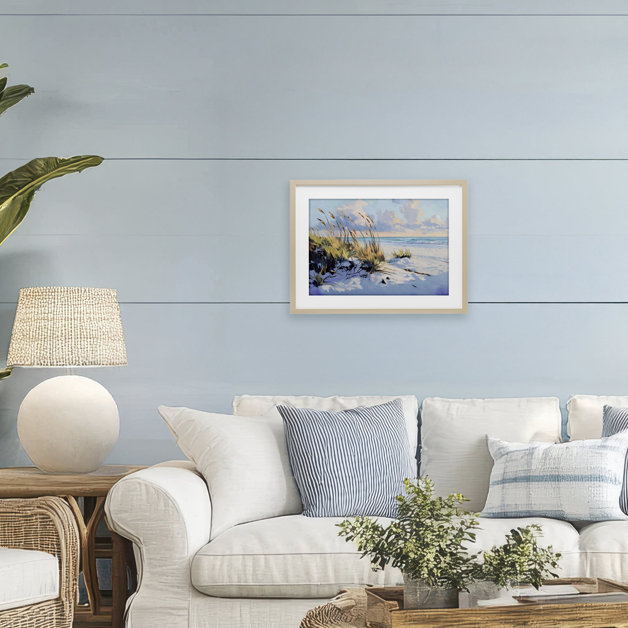Stupell Industries Grassy Sand Dunes Beach Birch Framed Print Under Glass, design by Gina Kelly