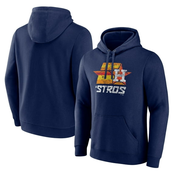 Men's Navy Houston Astros Team Throwback Stros Pullover Hoodie
