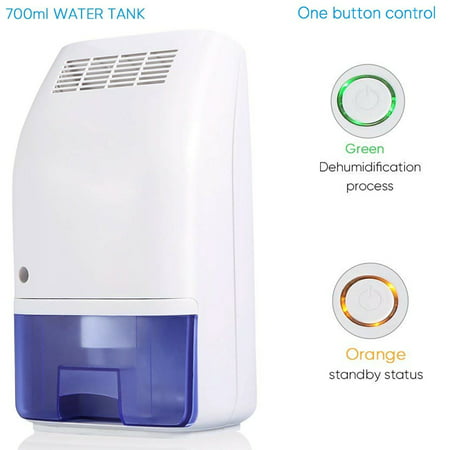 WALFRONT Electric Mini Air Dehumidifier, Portable 700ml Tank Air Purifier Low Noise Quiet Air Dryer Moisture Absorber for Bedroom, Home, Office, Crawl Space, Bathroom, Baby Room, Kitchen, (Best Moisture Barrier For Crawl Space)