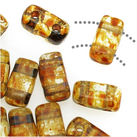 - CzechMates Glass 2-Hole Rectangle Brick Beads 6x3mm - Crystal Picasso (1 Strand)
