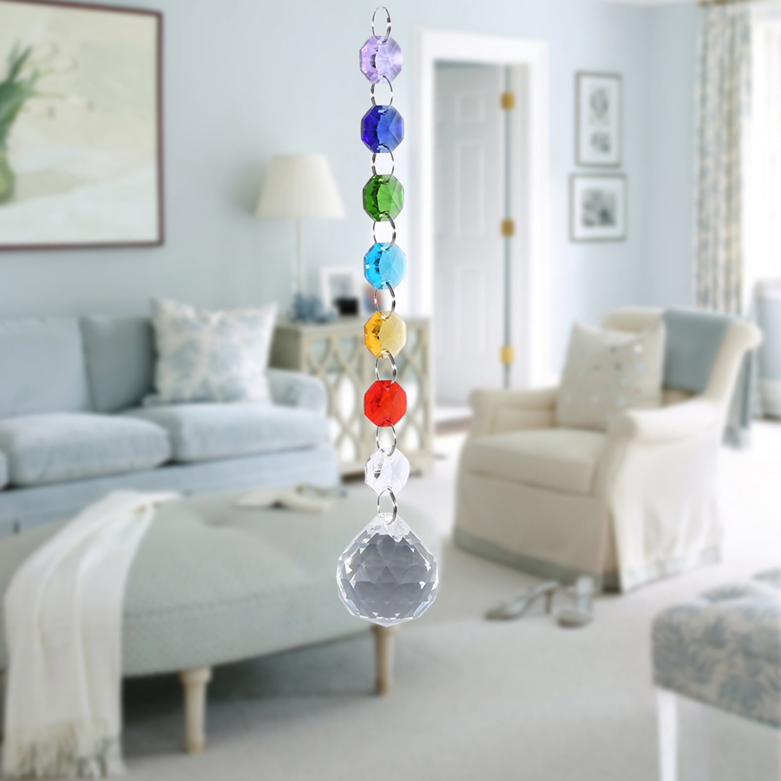 Rainbow Crystal Chandelier Lamp Prisms Hanging Windows Pendant Gift Decor Xmas 