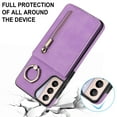 thumbnail image 5 of Nalacover for Samsung S21, Wallet with RFID Credit Card Holder and Zipper Pocket,Drop Protection Flip Cover Ring Holder Kickstand with Double Magnetic Clasp for Samsung Galaxy S21, Purple, 5 of 10
