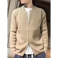 thumbnail image 4 of Men's Zip Up Cardigan Sweater Slim Fit Casual Full Zipper Sweaters Khaki XXL, 4 of 7