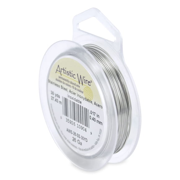 Alambre artístico Craft Wire, acero inoxidable, calibre 26, 27,4 m