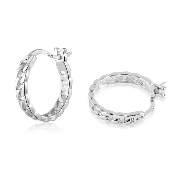 Alexcraft Silver Plated Huggie Earrings for Women Personality Simplicity Twisted Chain Hoop Earrings Hypoallergenic Fashion Jewelry Hollow Out Earrings