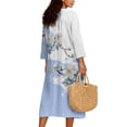 thumbnail image 2 of DISNIMO Floral Printed Maxi Dresses for Women Loose V Neck Dress Lightweight 3/4 Sleeve Midi Dress Fashion Long Shift Dresses, M, 2 of 6