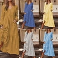 thumbnail image 2 of Retro casual long-sleeved cotton and linen dress, 2 of 3