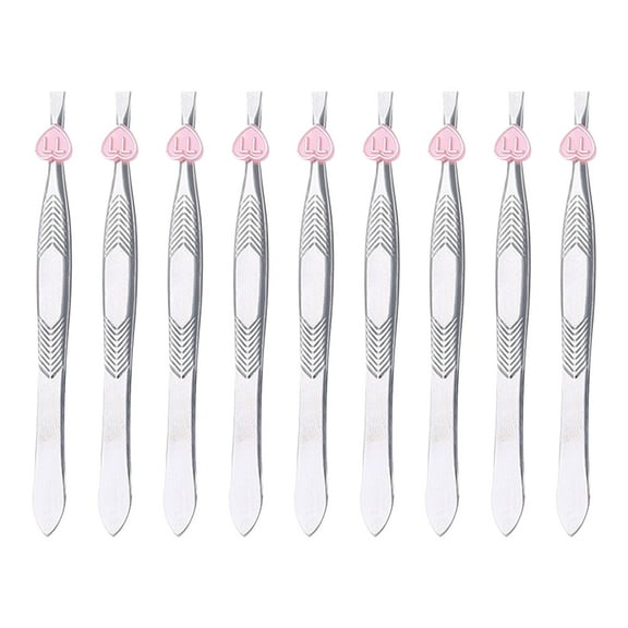 WORGEOUS 12PCS Stainless Steel Flat Tweezers Heart Decor Eyebrow Clip Personal Care Hair Remover