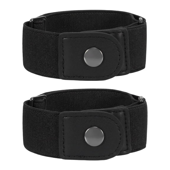 Shihaoyuan 2 Pack No Buckle Belts for Men, Invisible Elastic Buckless Belt for Jeans,Black