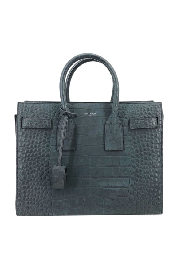 Pre-Owned Yves Saint Laurent Sac de Jour Crocodile Embossed Leather Satchel Bag Green