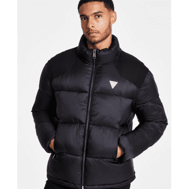 Guess Men's Black Larry Fabric Block Puffer Jacket, Medium