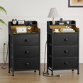 thumbnail image 1 of GUNAITO 3 Drawers Nightstand Set of 2 with Charging Station, Bedside Table with LED Light, Modern End Side Table for Bedroom Living Room，Black, 1 of 9