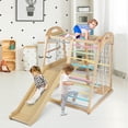 thumbnail image 4 of Costway 8-in-1 Jungle Gym, Wooden Montessori Climber Playset with Slide and Monkey Bar Multicolor, 4 of 10