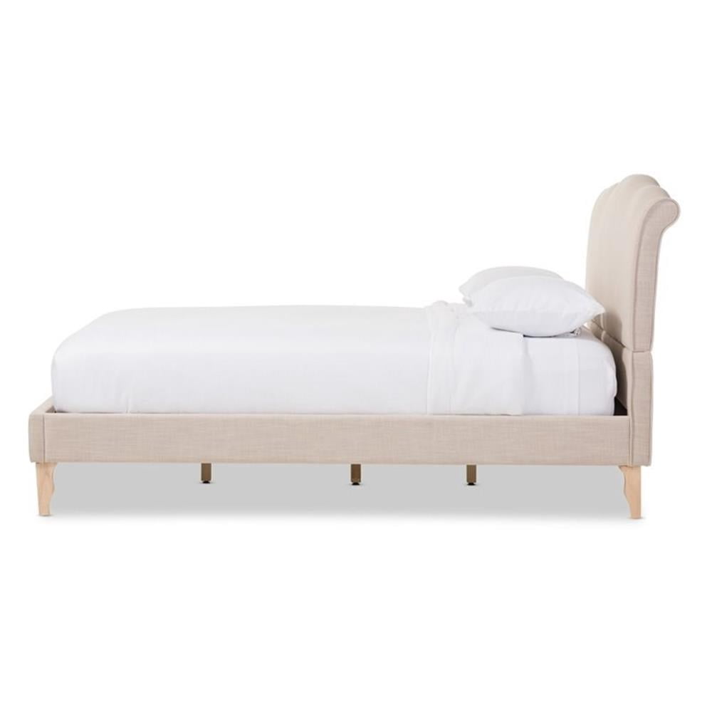 Baxton Studio Fannie Queen Scrolled Headboard Platform Bed with Linen Upholstery, Multiple Colors