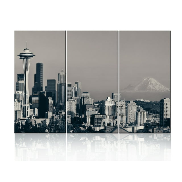 TISHIRON 3PCS Framed Canvas Wall Art Set,42"x28" Modern Washington Cityscape Canvas Art Decor