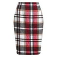 thumbnail image 5 of YTCAMLO Cotton Plaid Pencil Skirts for Women Classic Knee Length Skirt Work Office Bodycon Skirt Stretchy Fall Winter Midi Skirt, Red S, 5 of 5