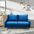 thumbnail image 2 of Hybition Velvet Loveseat Modern Sofa with Metal Legs for Living Room-Space Blue, 2 of 8
