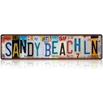 Vintage Sandy Beach Ln Wall Decor Street Signs Home Bar Coffee Metal Tin Signs 16 x 4 Inches