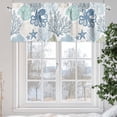 thumbnail image 6 of Blue Ocean Octopus Valances for Windows Nautical Sea Watercolor Teal Shells Coral Starfish Valance Curtains Rod Pocket Bathroom Small Window Treatments for Kitchen Living Room Bedroom, 54"x18", 6 of 7