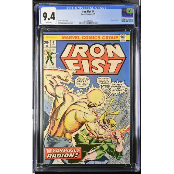 Iron Fist #4 CGC NM 9.4 White Pages Origin of Radion! Comic Book