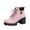 Pink, variant on Womens Combat Boots,Combat Boots for Women - Lace Up Moto Boots with Clean Structured Upper, Streamlined Profile Combat Boots, Chunky Sole Platform Boots, Streetwear Footwear for Fall Winter