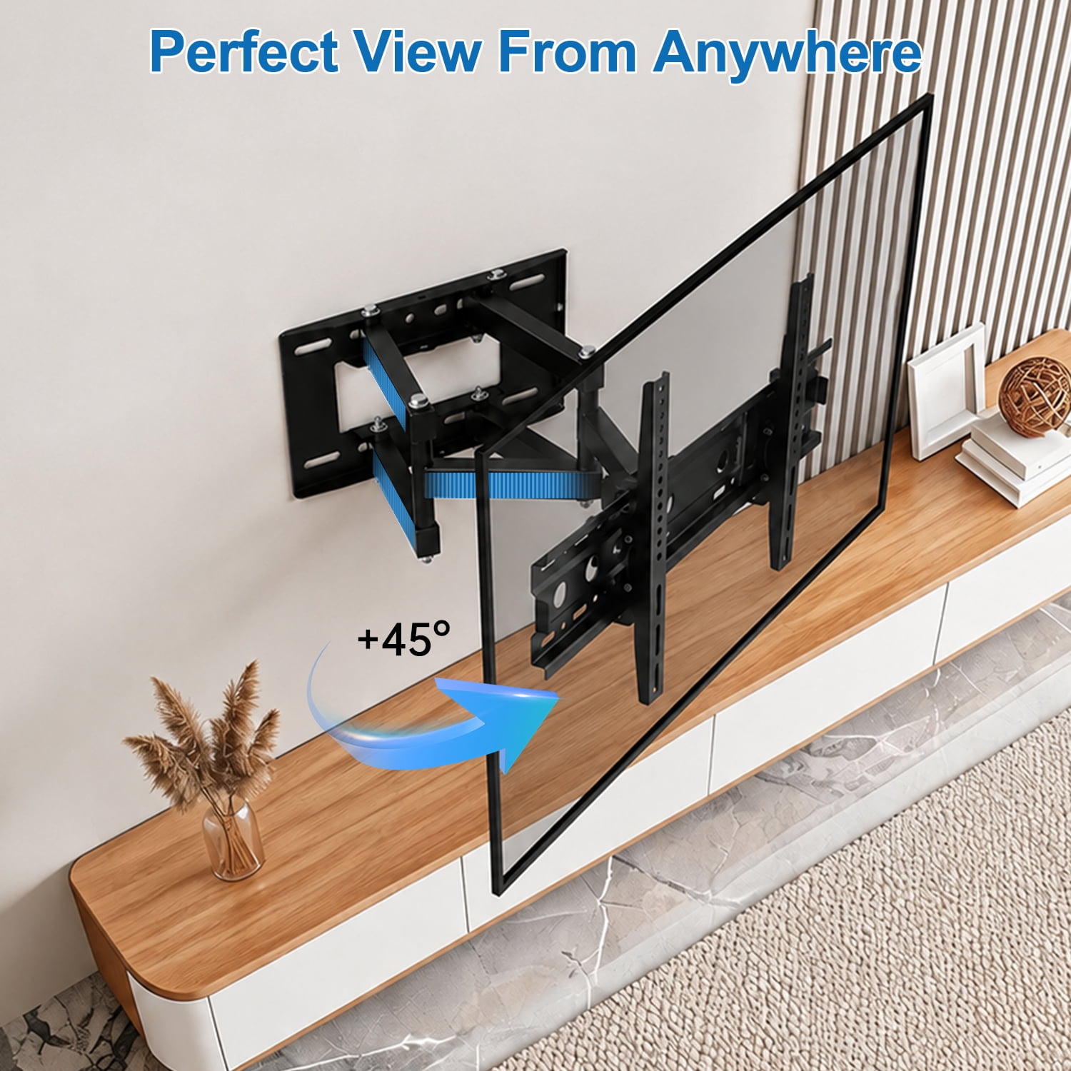 Full Motion TV Wall Mount Bracket for 32-80 inch TVs, Articulating Arms with Swivel Tilt Extension, Holds Up to 132lbs, Max VESA 600x400mm