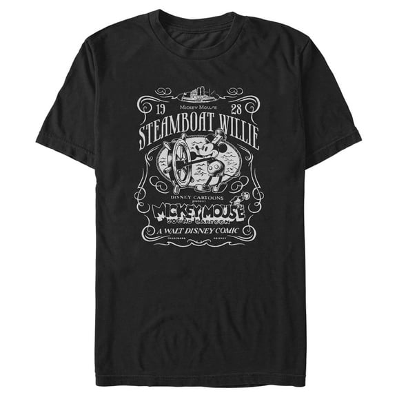 Men's Mickey & Friends Steamboat Willie Classic Poster Graphic Tee Black Medium