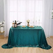 Kirsooku Teal Sequin Tablecloth Glitter Sparkly Iridescent Shimmer for Rectangle Table Cloth 48 X 72 Table Covers Decorations for Birthday Party Supplies Event Wedding Table Skirt Decor