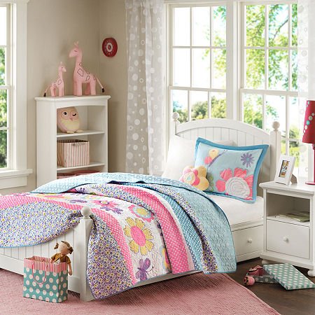 Mizone Kids Crazy Daisy 4 Piece Coverlet Set, Multicolor, Full/Queen