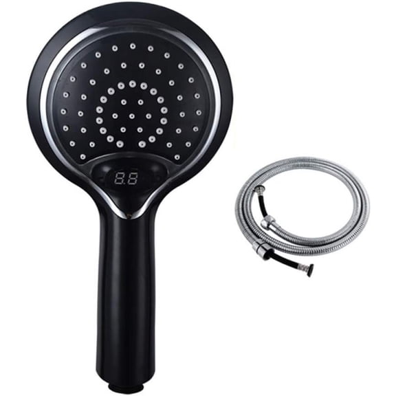 Automatic Led Shower Head 3 Colors Led Change Temperature Display Gradual Changing Water Glow Bathroom Pressurized,Chrome,Black,M