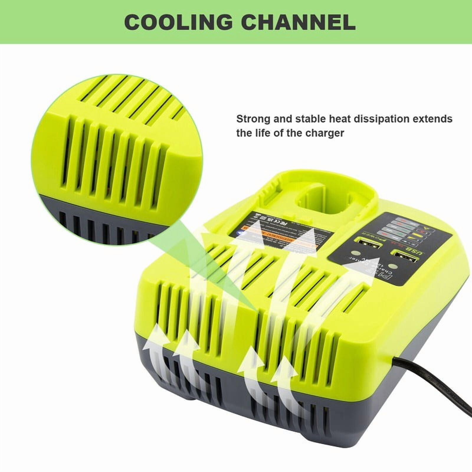 Replacement Ryobi P117 P118 P119 Dual Chemistry Charger Li-ion & Ni-cad Ni-Mh Battery Charger 12V 18V MAX for Ryobi One+ Plus Battery 1400670 P122 P161 P162 P164 P189 P190 P191 P192 P193 P194 P197