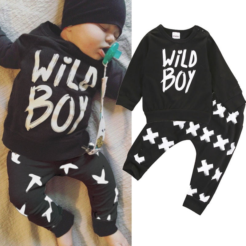 2PCS Toddler Newborn Baby Boys Girl Tops T-shirt+Bib Pants Party Outfit Clothes