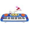 Happy Face 37 Keys Electric Organ Children's Kid's Battery Operated Toy Piano Keyboard Instrument w/ Microphone (Blue)