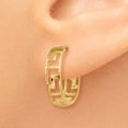 thumbnail image 3 of Primal Gold 14 Karat Yellow Gold Greek Key Hinged Hoop Earrings, 3 of 4