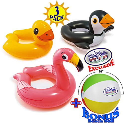 Inflatable Split Swim Ring Pool Float for Children 3-6yrs Penguin Frog Giraffe
