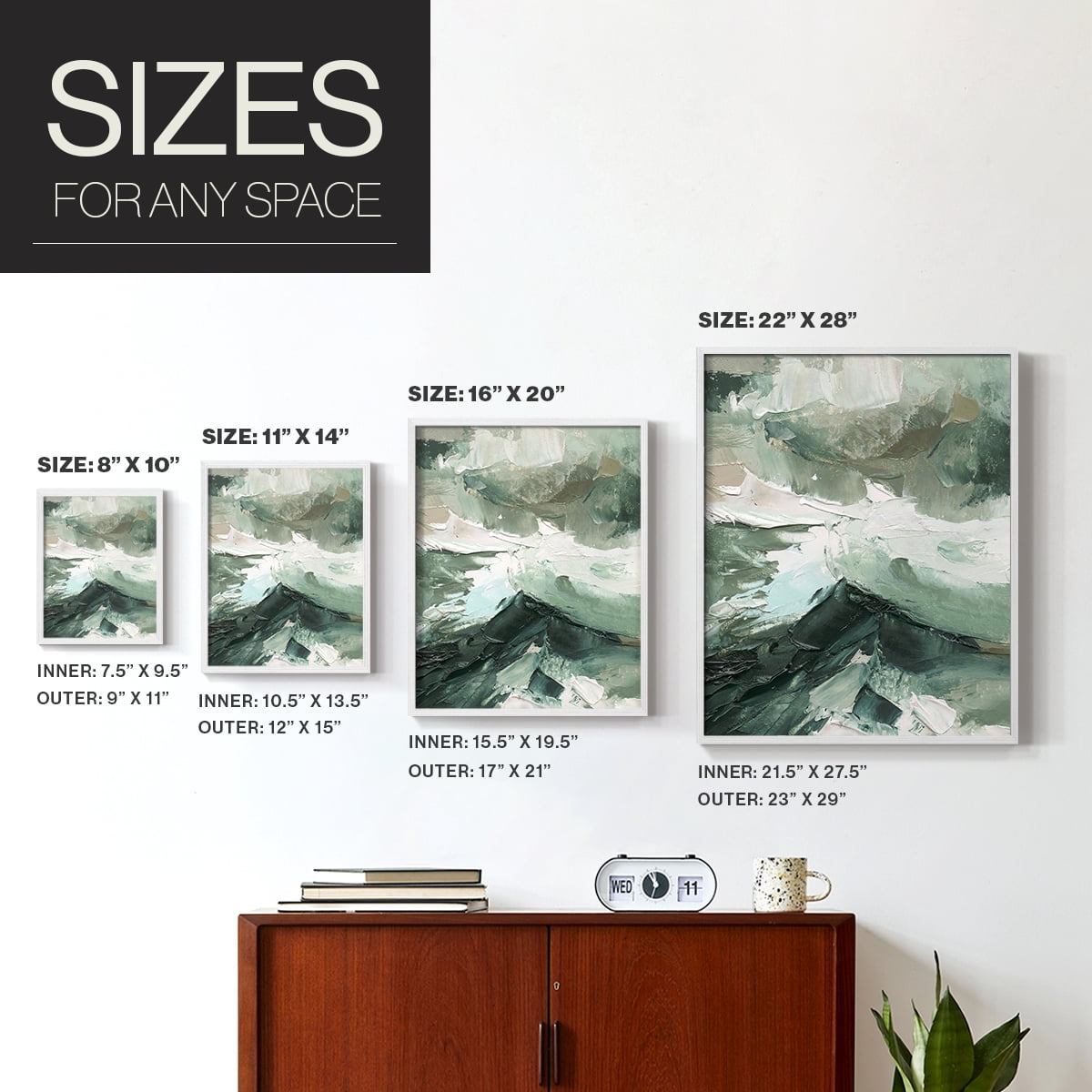 Crashing II Framed Print in White Solid Wood Framed Print No Nail Hanging