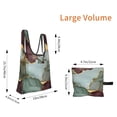 thumbnail image 2 of Shopping Bag 17.5×4.5×15in Crack Resistant Waterproof Super Large Capacity Reusable Extended Handle Can Be Carried Or One Shoulder Green And Brown Gold Marble, 2 of 8