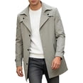 thumbnail image 2 of LYSMORA 2026 Men's Lapel Collar Mid Length Trench Coat, Adjustable Strap Cuff Slip Side Pockets Loose Fit Casual Travel Outerwear, 2 of 8
