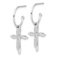 thumbnail image 2 of Sterling Silver Polished CZ Cross Dangle Post C-Hoop Earrings, 2 of 3