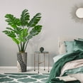 thumbnail image 4 of Artificial Tree in Geometric Pattern Planter, Fake Monstera Silk Tree for Indoor and Outdoor Home Decoration - 65" Overall Tall (Plant Pot Plus Tree), 4 of 5